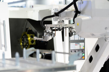 robot arm working in factory