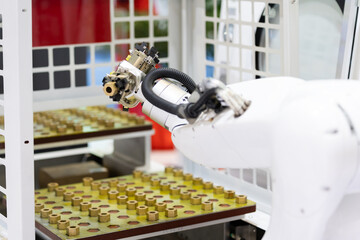 robot arm working in factory