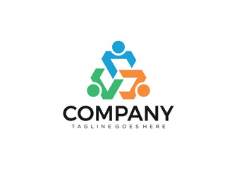 People teamwork logo design vector, network, connected, cooperation, corporate