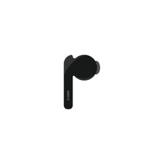 Wireless single  illustration. Black earphone illustration icon
