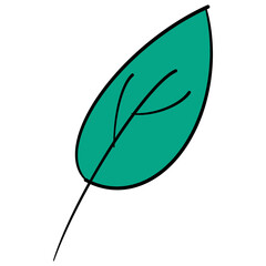 Cute branch and leaves, plant one line, leaf, Eco doodle clipart