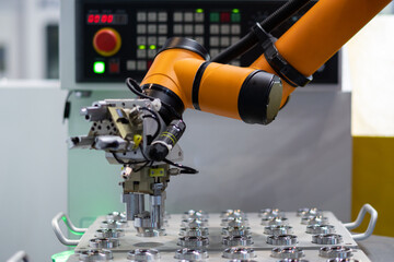 robot arm working in factory