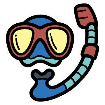 blue snorkel mask with yellow lenses clip art preview