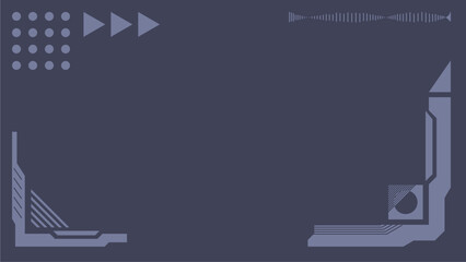 Naklejka premium Flat style Simple Cyberpunk Frame and Abstract Shapes template, Dark Grey Background
