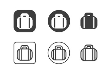 Travel luggage icon design 6 variations. Travel icons set, Isolated on white background.