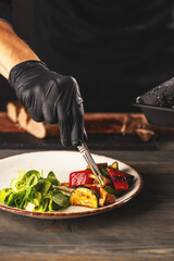 Chef making vegetarian dish