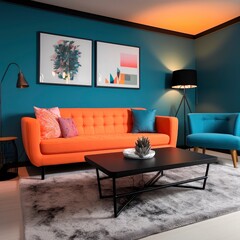 sleek living room interior - generative ai