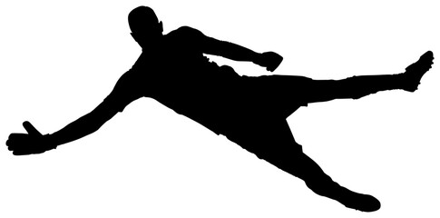 Digital png silhouette image of male football player on transparent background © vectorfusionart