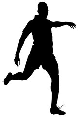 Fototapeta na wymiar Digital png silhouette image of male football player on transparent background