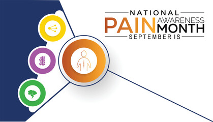 Pain awareness month is observed every year in September. Medical Banner.