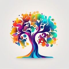 Obraz na płótnie Canvas Colorful design of a tree isolated on white background. Generative AI