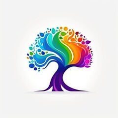 Fototapeta premium Colorful design of a tree isolated on white background. Generative AI
