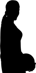 Digital png silhouette image of woman holding ball on transparent background