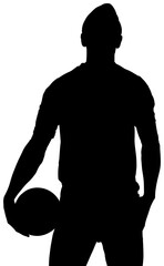 Digital png silhouette image of man holding ball on transparent background