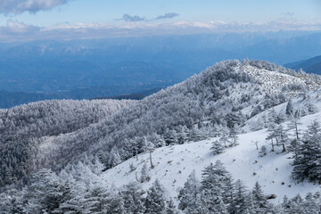 Fototapeta na wymiar 雪に覆われた山　長野県