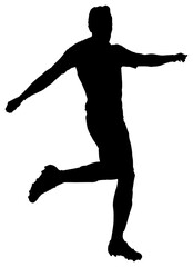 Fototapeta na wymiar Digital png silhouette image of male football player on transparent background