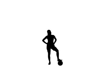 Fototapeta na wymiar Digital png silhouette image of female football player on transparent background