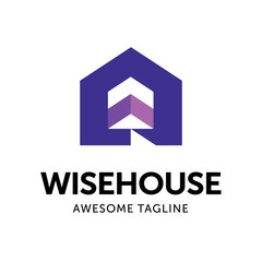 W Home Logo Template. House sign stylised as a letter W on a white background. Flat Vector Logo Design Template Element.