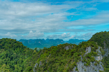 Thailand limestones seen from Tiger's Cave temple, Krabi area, Thailand
