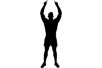 Digital png silhouette image of male football player on transparent background