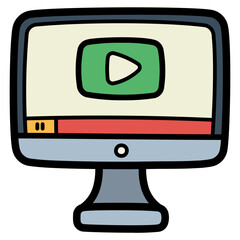 video filled outline icon style