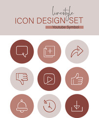 Linestyle Icon Design Set Youtube Symbol