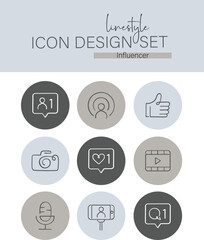 Linestyle Icon Design Set Influencer