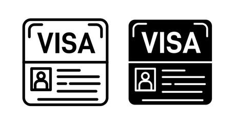 tourist visa permit vector icon set. work immigration visa line vector. travel visa symbol. - obrazy, fototapety, plakaty