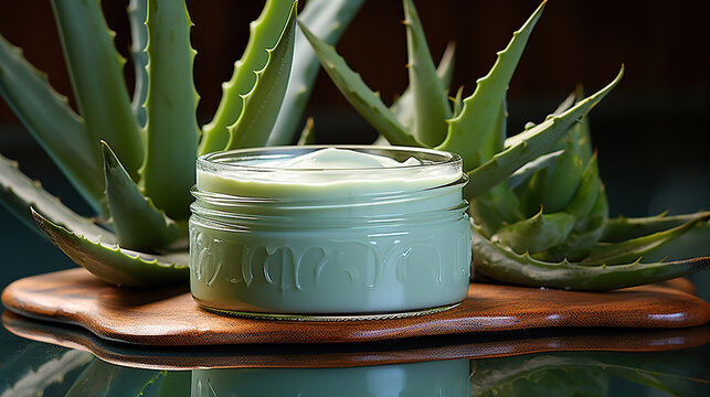 Aloe vera anti wrinkle cosmetic cream skin, body care lotion.