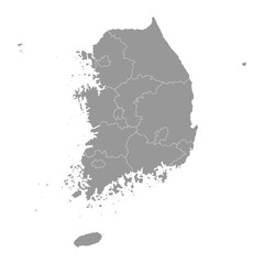 South Korea Grey Map With