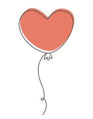 Heart shaped balloon in doodle style. Beautiful holiday item.