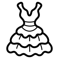 wedding dress line icon style
