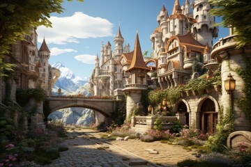 Fototapeta na wymiar Kingdom of Wonder: Architectural Marvels in a Fantasy Castle