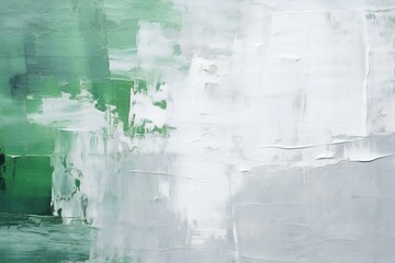 Closeup of abstract rough green and grey colored art painting texture, with oil brushstroke, pallet knife paint on canvas Generative AI