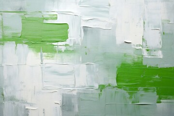 Closeup of abstract rough green and grey colored art painting texture, with oil brushstroke, pallet knife paint on canvas Generative AI