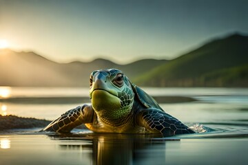 turtle in the water generated Ai technology