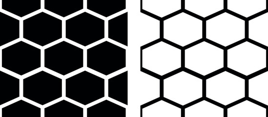 Seamless black and white vector pattern. Honey or hexagon shape. Simple geometric background for textile, package, wallpaper, wrapping paper, fabric, banner. Endless template.