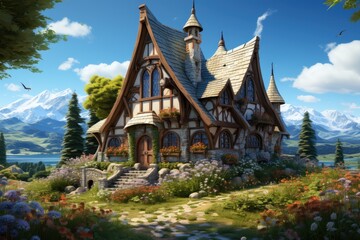 Tales of Wonder: Illustrating Fantasy Houses in Enchanting Landscapes