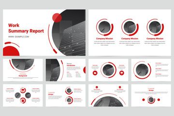 Red modern business work report slide presentation template