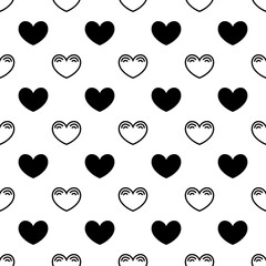 Black hearts seamless pattern. Vector illustration
