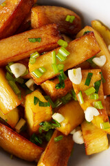 French fries macro with garlic and herbs