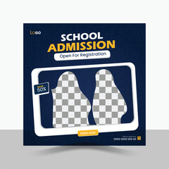 School Admission Social Media Post Design, Education Template.