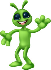 Alien Cute Little Green Man Martian Cartoon Mascot