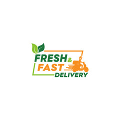 Fresh and Fast Delivery Logo, Online Vegetables, fruits, Food Home delivery Logo Design Vector