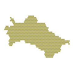 Map of the country of Turkmenistan with a cool smiley emoticon icon texture on a white background