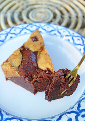 Closeup of Fork Scooping a Bite of Delectable Chocolate Brookie