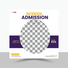 School Admission Social Media Post Design, Education Template.