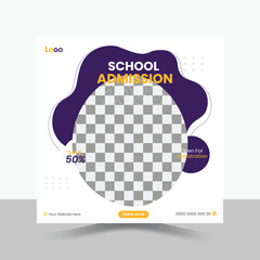 School Admission Social Media Post Design, Education Template.