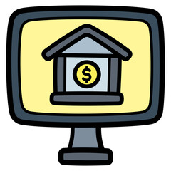 internet banking filled outline icon style