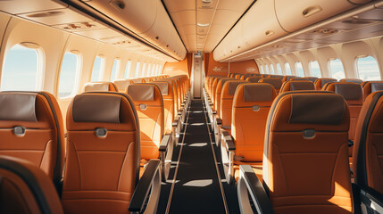 Empty corridor in the airplane